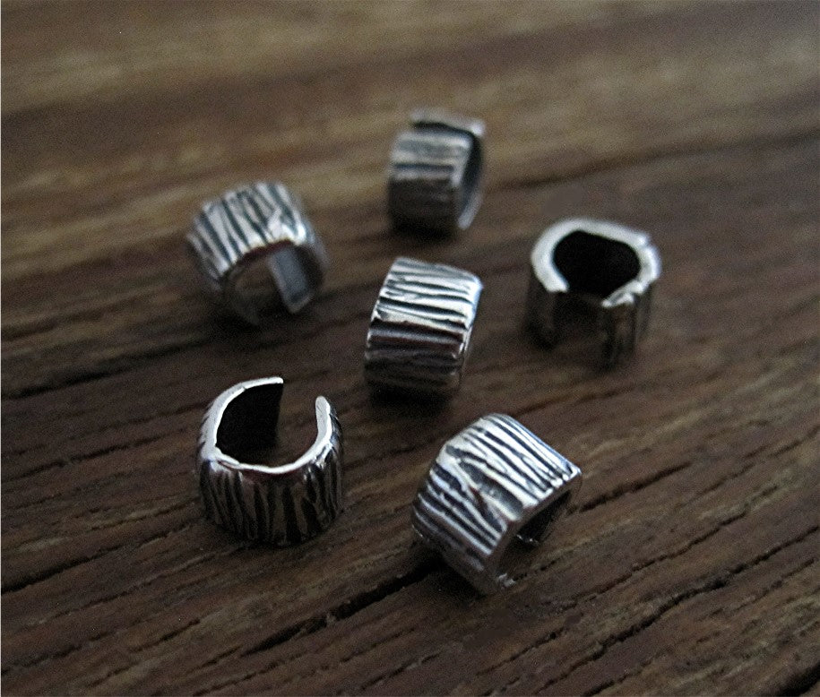 Sterling Silver Artisan Textured Lined Crimp Bead Covers (set of two) – VDI  Jewelry Findings